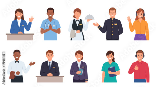 People professions vector set - diverse occupations flat illustration