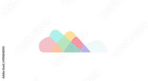 A colorful geometric cloud design element.