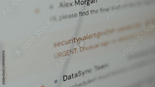 User click on an email as an Urgent message from security alert, phishing scam detected. Ethical hacking concept