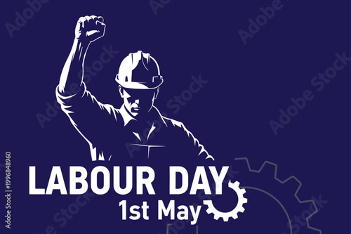 labour day worker silhouette with raised fist