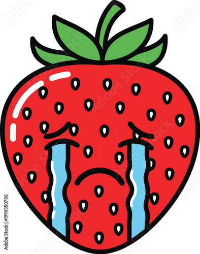 Cartoon banana with a sad face and sweat drop on its cheek