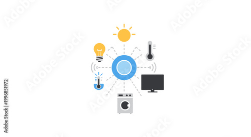 Smart home devices and technology concept.