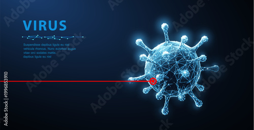 Vector 3d illustration of virus on blue background. Microbiology concept.