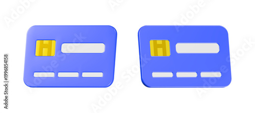 3d blue credit or debit card