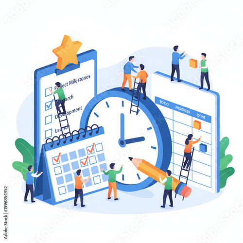 Project Milestone Planning Time Management Task Tracking Isometric Vector Illustration
