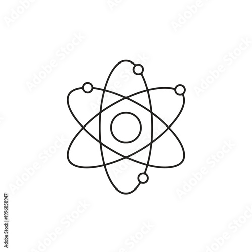 Simple Line Drawing of an Atom.
