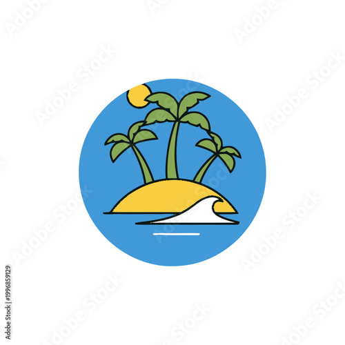Tropical Island with Palm Trees.