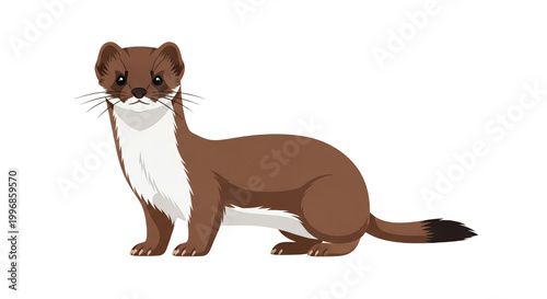 Cute stoat ermine or short-tailed weasel vector illustration isolated on white background