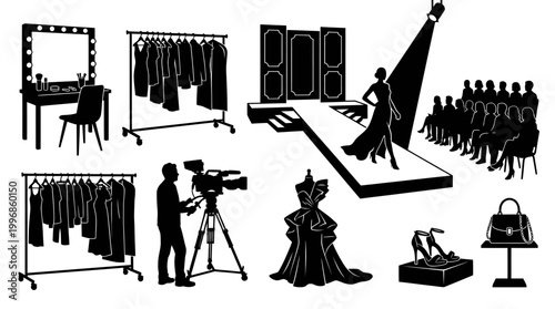 Fashion Show Silhouette: Runway, Model, Camera, Audience, Outfits