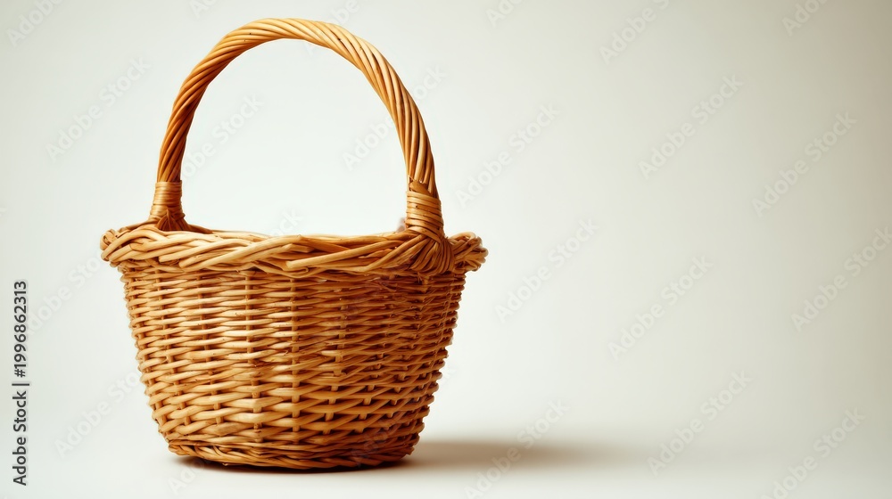 Obraz premium Natural wicker basket isolated on plain background for home decor or storage solutions
