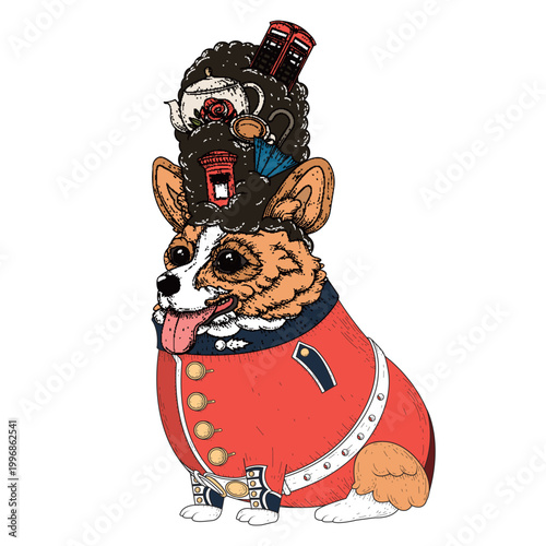 Fotografija Corgi in british guard costume