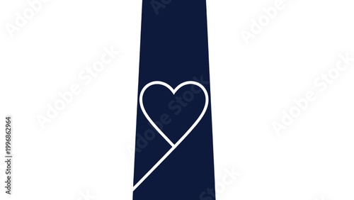 White Heart Shape on Navy Blue Tie.