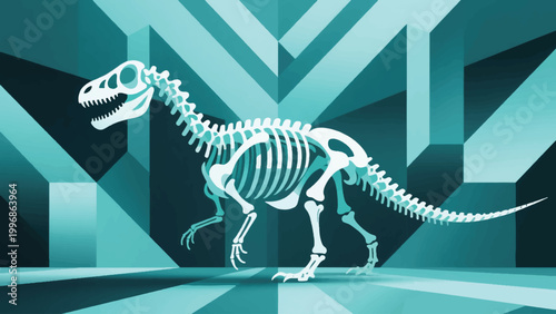 Illustration Of A Dinosaur Skeleton Vector Design Template