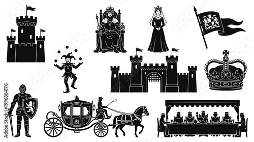 Medieval Royal Knights Knights Castles Crown King Queen Horse Carriage Art