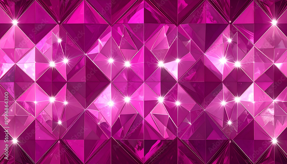Obraz premium Abstract Pink Gemstone Facets with Sparkling Light Effects.