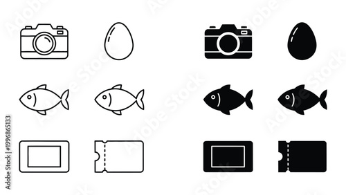 Comparison of black and white icons with filled and empty variations