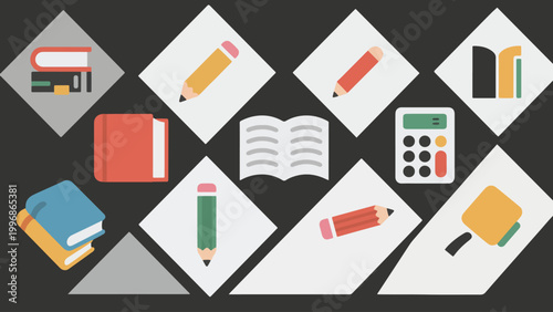 Illustration Of Arranged Education Icons Vector Design Template
