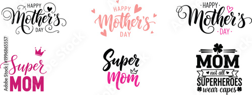 Mother's day typography collection hand lettered quotes and designs