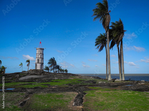 the Dreyfus Tower located at Pointe des Roches in Kourou, French Guiana. 