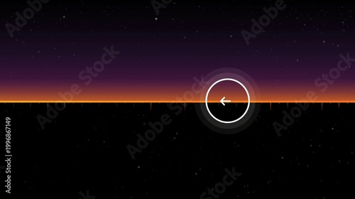 Horizon line displaying left arrow indicator over dusk skyline