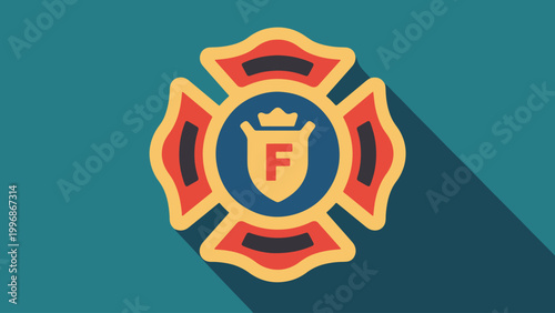 Firefighter Badge Illustration Vector Design Template
