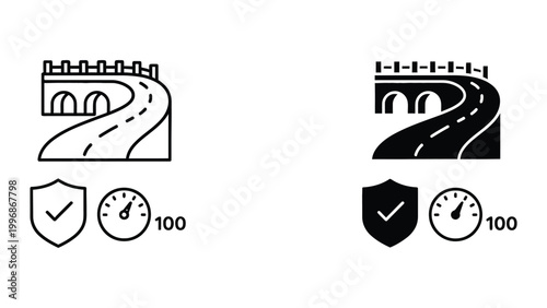 Comparison of road and security icons in different styles