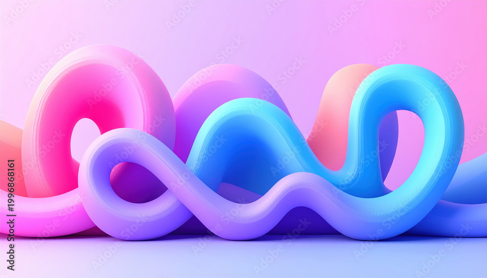 Fototapeta premium Pride month, abstract background. Abstract colorful 3d shape gradient background pastel loop swirl fluid wave art with soft glossy tube curve mood