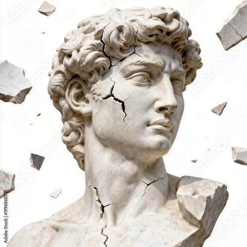 Broken Marble Sculpture of Classical Male Head