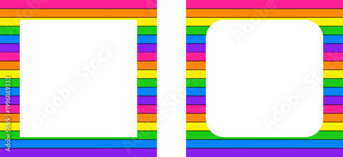 LGBT Social Media Post Template with Luminous Color Stripes Vector