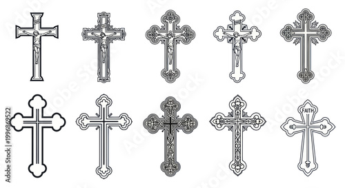Bild auf Leinwand Collection of various Christian cross symbols.