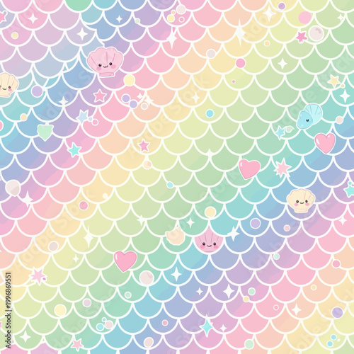 Colorful Smiling Fish Scales Pattern.