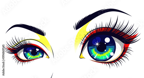 Colorful Eyes with Makeup Details Closeup.