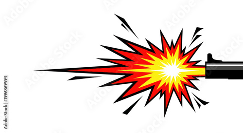 Explosion from a gun barrel.