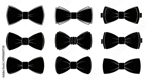 Black bow ties in rows.
