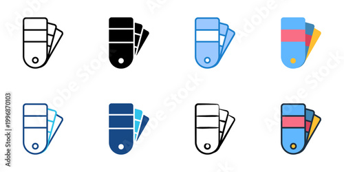 Color palette icons set multiple style collection. Editable stroke 
