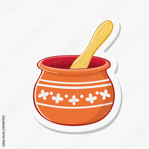 Clay Pot with Wooden Spoon