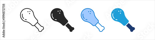 Chicken Leg Icon Set Multiple Style Vector Collection