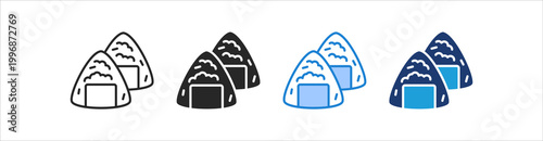 Onigiri Icon Set Multiple Style Vector Collection