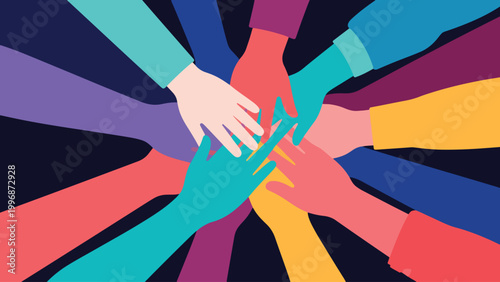 Illustration Of Hands Helping Each Other To Form Unity Vector Design Template