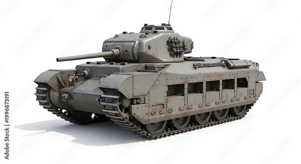 Naklejka premium M18 Hellcat tank isolated on white background, realistic military vehicle model