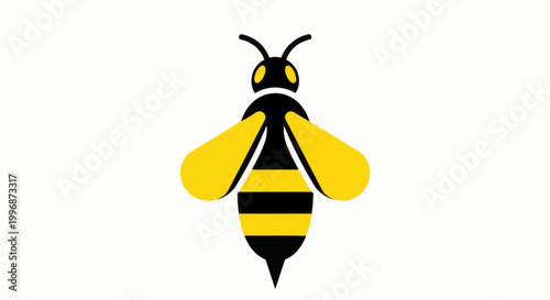 Minimalist Bee Icon. Flat Design Graphic Illustration of a Wasp or Honeybee. Abstract Logo Element for Nature, Honey, or Ecology Branding.