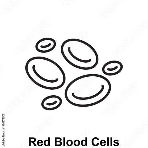Modern red blood cells icon representing oxygen transport, blood circulation, and overall hematology health in a clean and professional vector style ideal for medical, healthcare and biology design