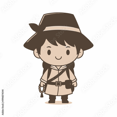 Cartoon child wearing safari outfit.