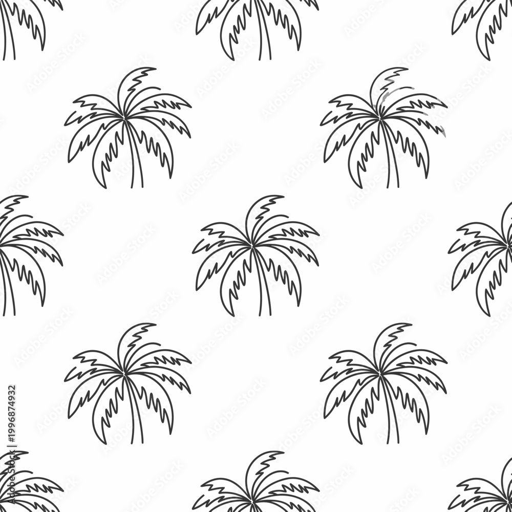 Naklejka premium Black palm tree line art icons.