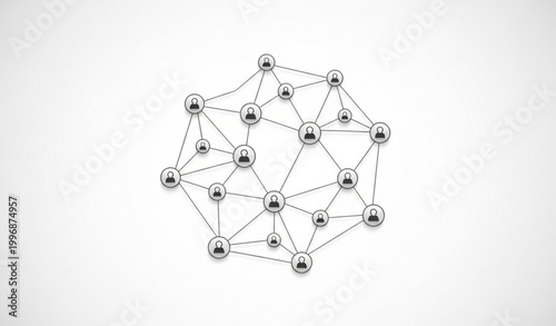 Global human network vector illustration with connected people icons and communication lines digital society concept isolated on white