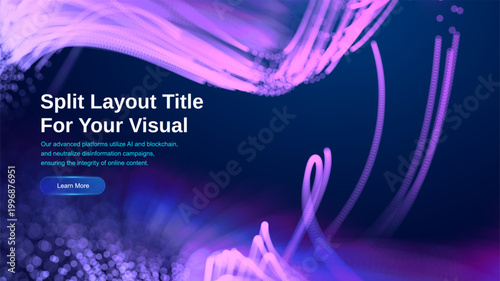 Ai data background with wave tech digital and neuron abstract technology. Music network invest with blue big line and science ripple webinar. Pattern sound particle with artificial dot light.