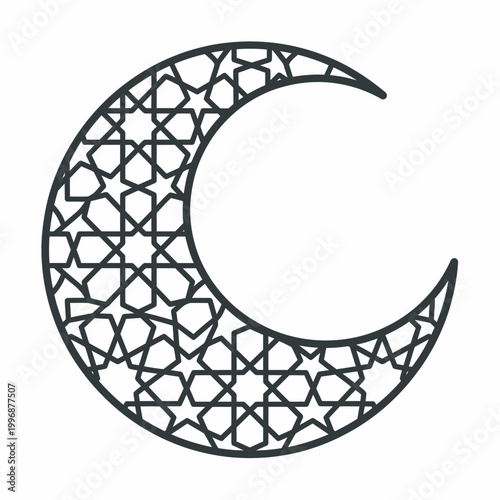 Crescent Moon Islamic Geometric Pattern Design.