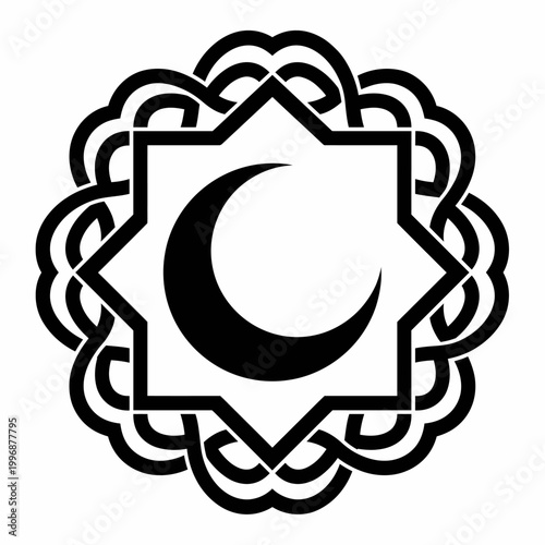 Islamic crescent moon symbol design.