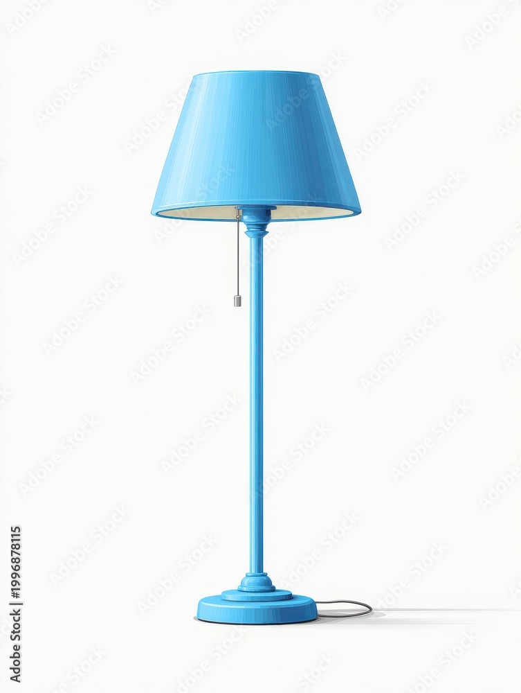 Obraz premium Blue Lamp With Textured Shade On White Background Studio Lighting