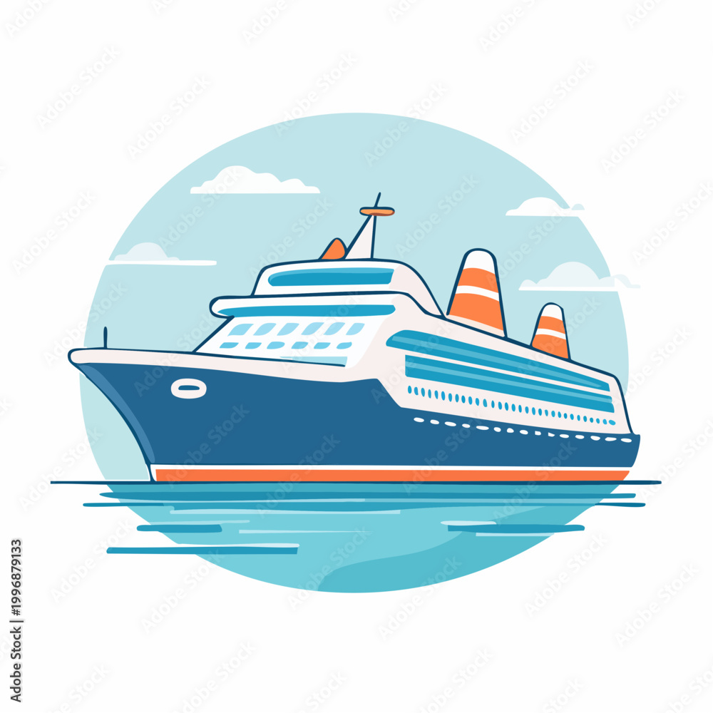 Naklejka premium Cruise Ship Illustration